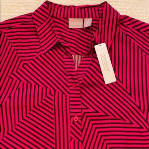 Chico’s Raspberry & Black Shirt-Jacket